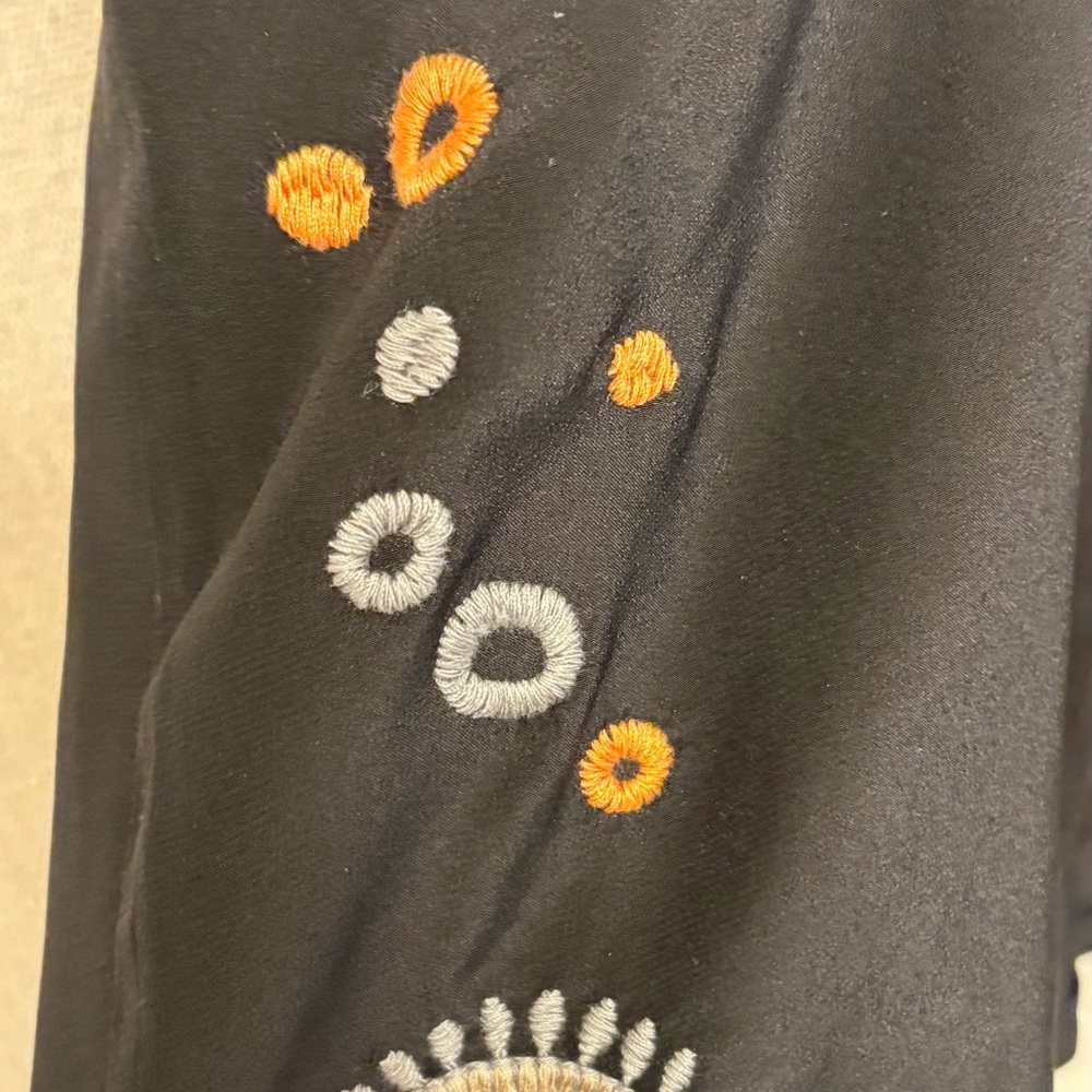 Johnny Was silk black embroidery top, breezy, funky, bohemian - Picture 9 of 16